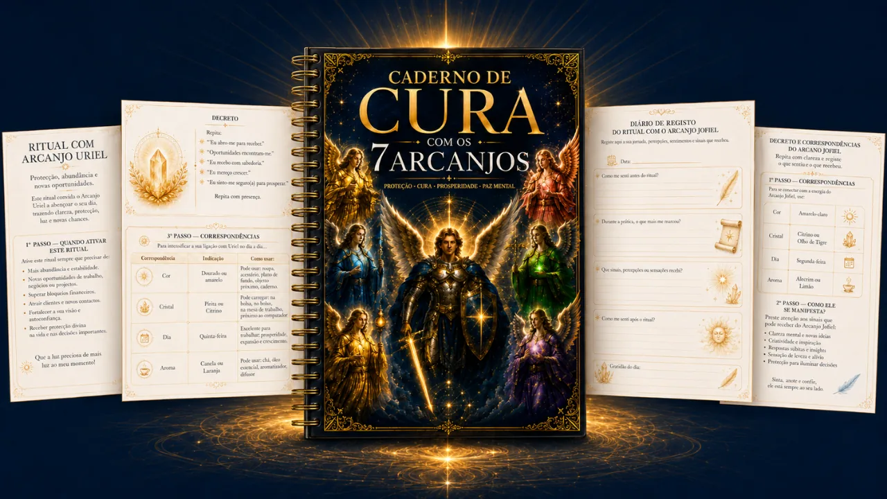 Caderno de Cura com os 7 Arcanjos