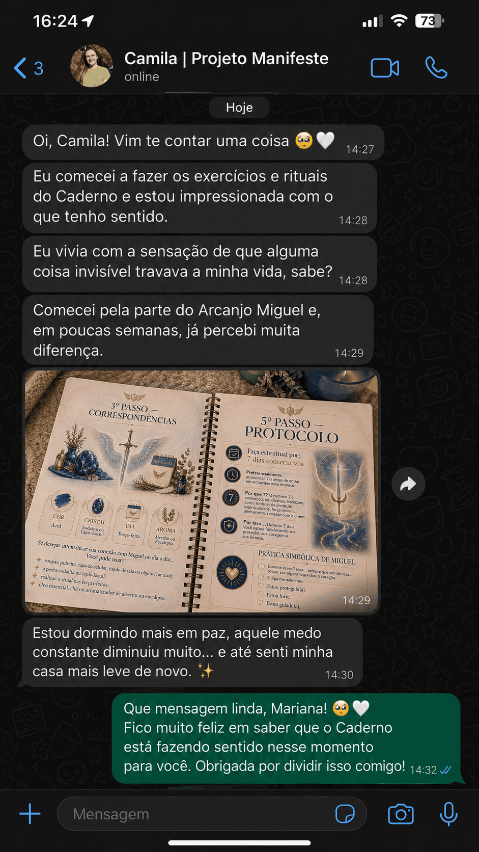 Conversa ilustrativa sobre o Caderno e o Arcanjo Miguel